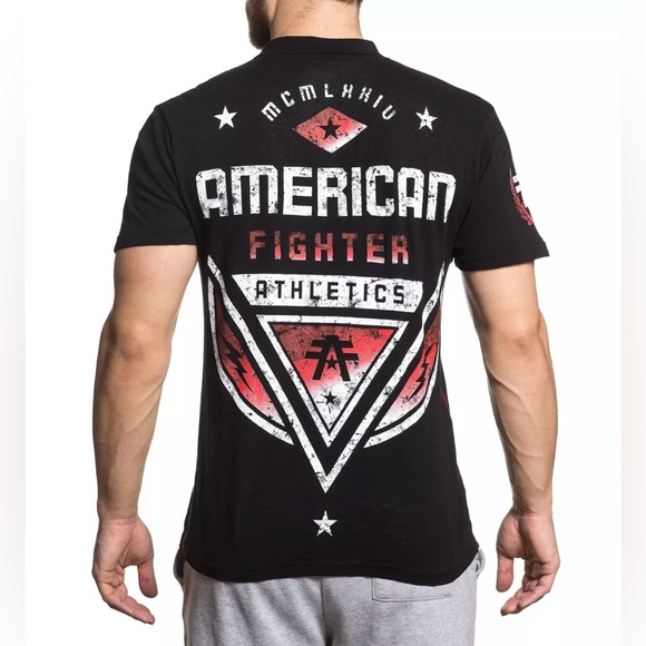 American Fighter x Affliction Baylor Men's Black Polo Shirt Size Large - Picture 2 of 15